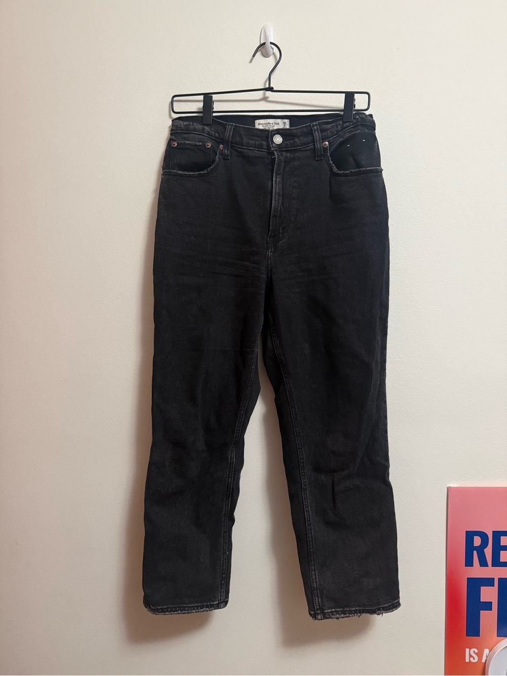 Abercrombie‎ & Fitch Black High-Rise Ankle Straight Jeans